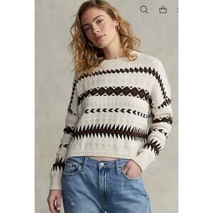 NWT Polo Ralph Lauren Linen Jacquard Pullover Sweater Size Large